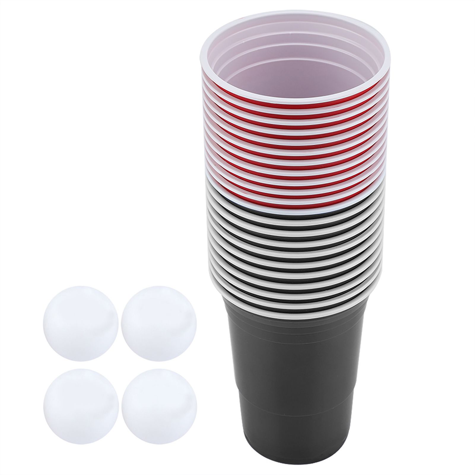 Beer Pong Set Beer Pong Drinking Game Set Beer Pong Cups22 Cups 4 PingPong Balls Red Black — image 4