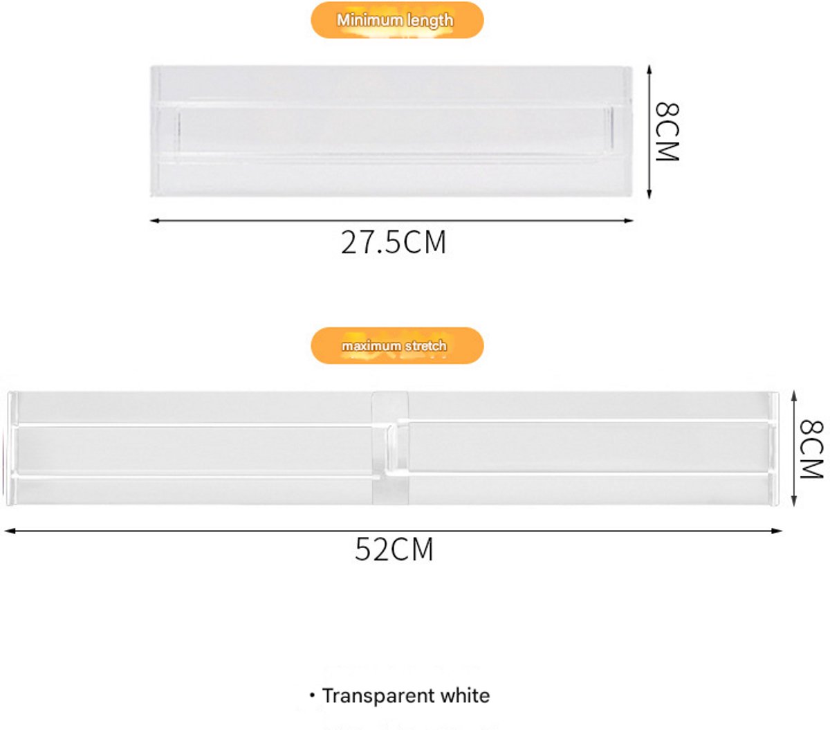 Drawer divider - 4 pieces - Drawer divider - Drawer organizer - Tools - Adjustable/extendable (27.5-52 cm) - For Clothes/Kitchen/Bathroom/Wardrobe — image 3