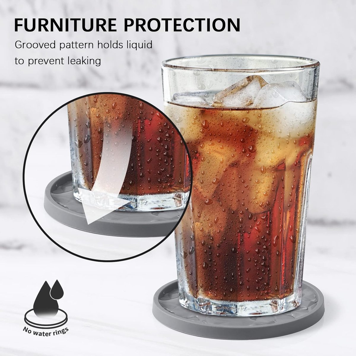 Coasters with Holder - 6 pieces - Coasters for Glasses - Coasters - Silicone - Non-slip - Red - Round - Raised edges to prevent spills - Coasters for hot or โ image 3