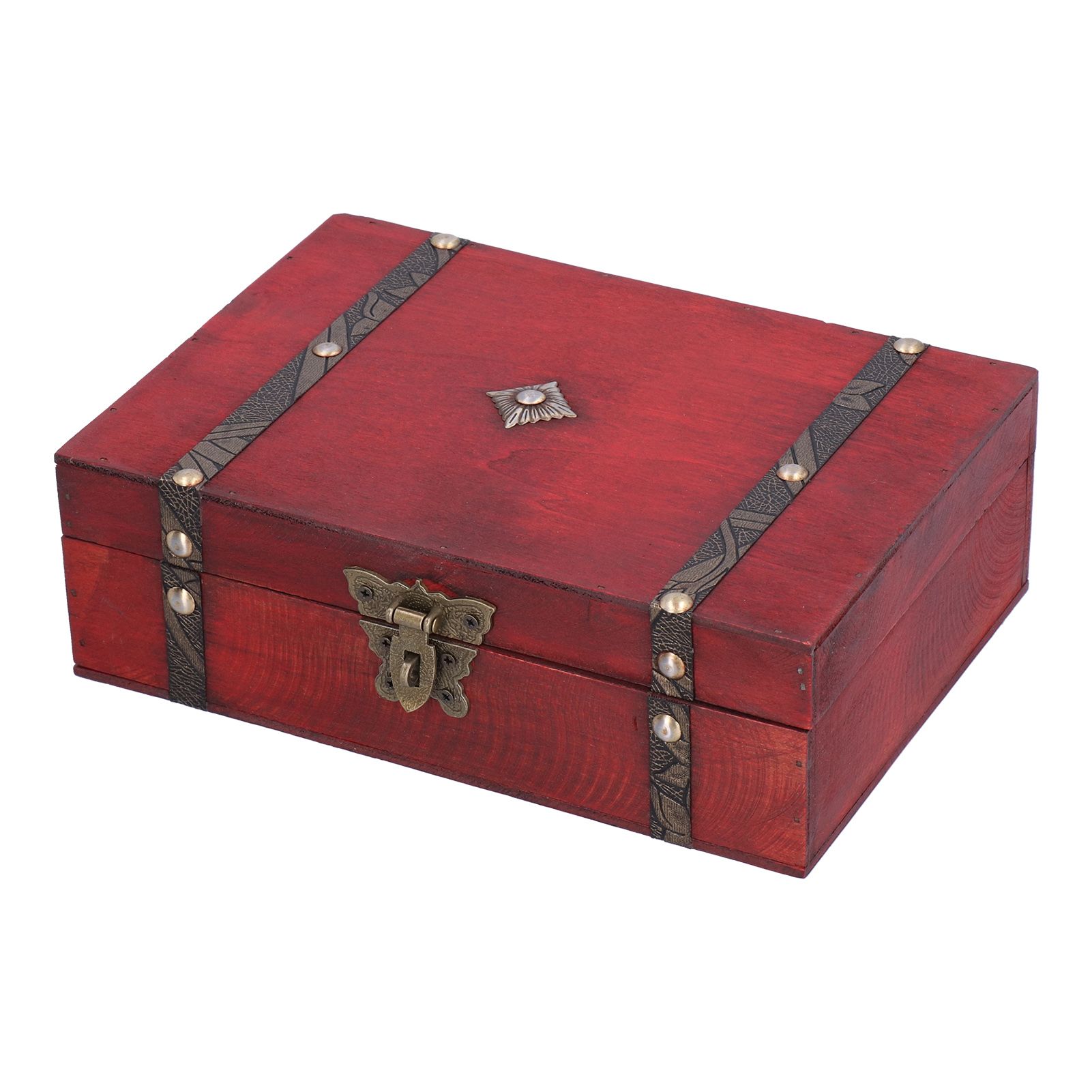 Jewelry Box Antique Wooden Photography Shooting Props Desktop Storage Box with Lock โ image 5