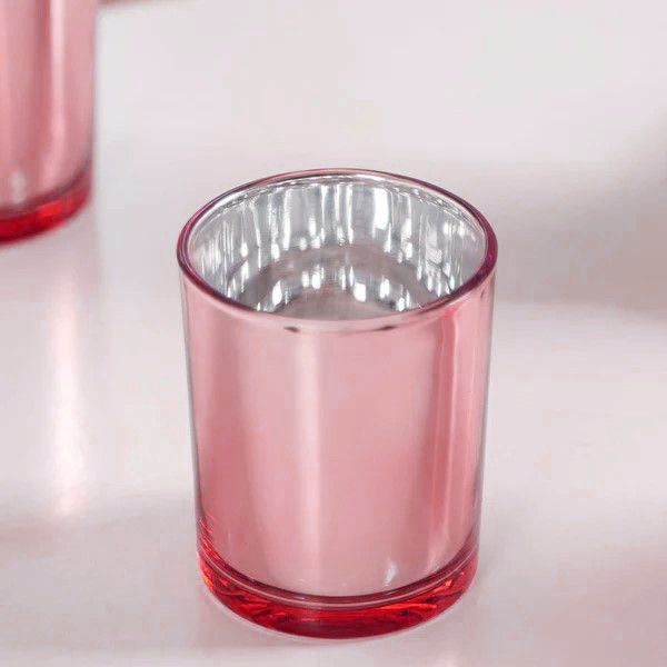 20 Pack Rose Gold Pink Votive Tealight Candle Holders Valentines Day Mercury Wedding Decor Glass Candlestick Party Decorations Bridal Baby Shower Event