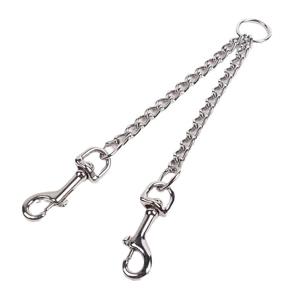 Metal Double Dog Leash Coupler, Chew Proof Tangle Free Dual Pet Dog Leash Extension Splitter Lead for 2 Dogs(3.5mm*60cm)