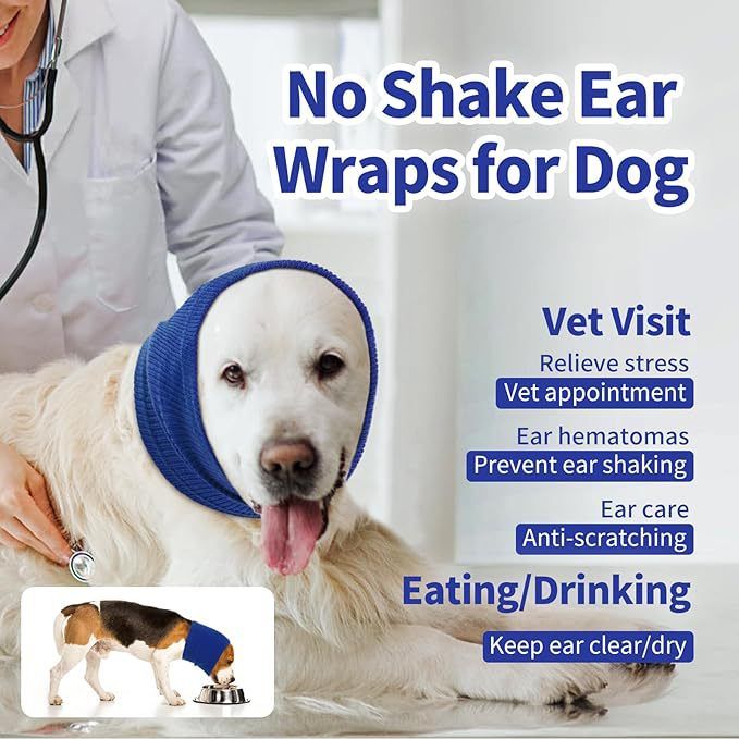 3-Pack Blue Instant Calming Dog Warm Hoods and Ear Covers (M Size) - Anxiety Relief Noise Reduction & Grooming Support, Breathable Full-Head Protection — image 3
