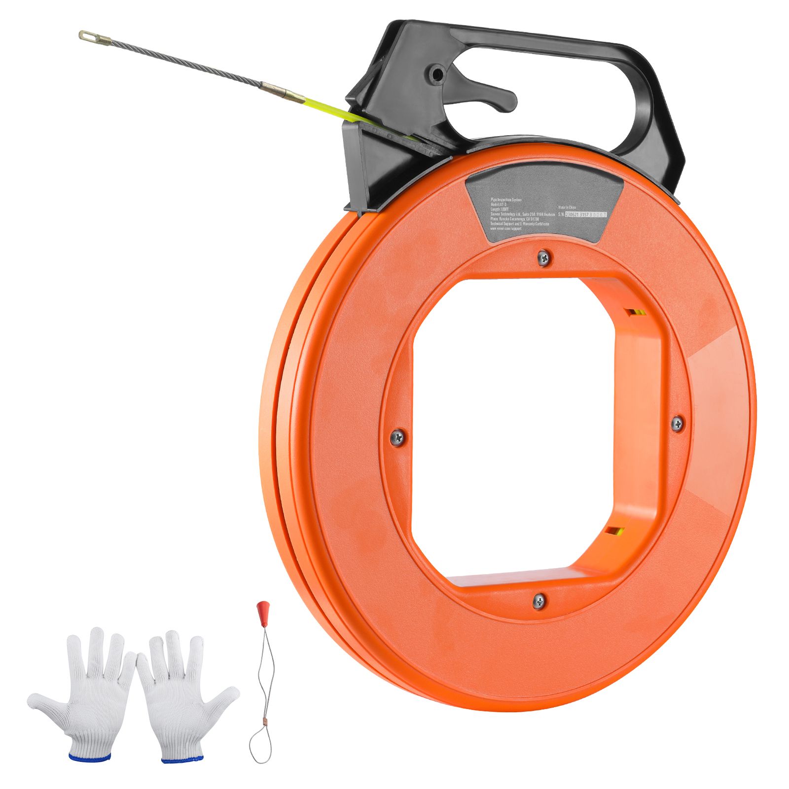 Fish Tape, 100 ft, 3/16-inch, Fiberglass Wire Puller with Optimized Housing and Handle, Easy-to-Use Cable Puller Tool, Flexible Wire Fishing Tools for Wall and