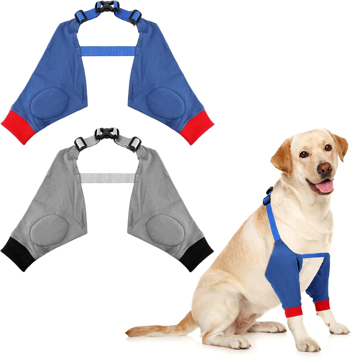 2 Pairs Dog Elbow Protector Dog Recovery Sleeve with Elastic Band Soft Padded Adjustable Front Leg Braces for Small Medium Large Doggy, 2 Colors(X-Large)