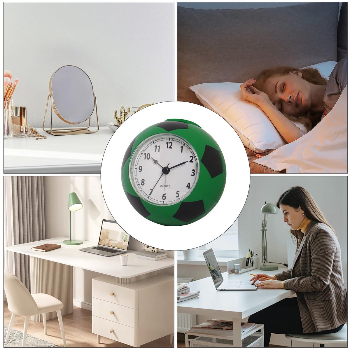 Football Alarm Clock - Silent - Non-ticking Desk Clock | Kids Bedside Clock | Cute football design, easy-to-read analog display, perfect for kids' bedrooms — image 3