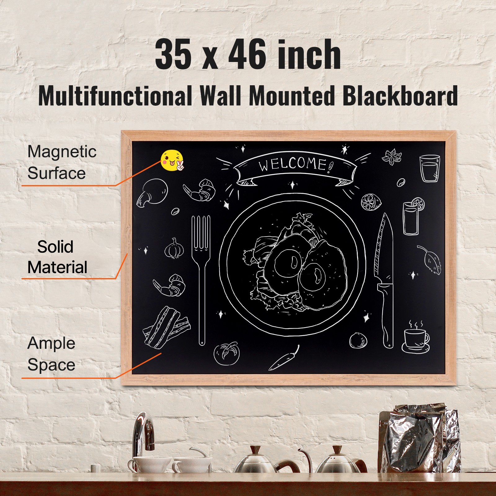 35"x46" Rustic Wood Framed Chalkboard Wall Hanging Magnetic Wedding Sign โ image 2
