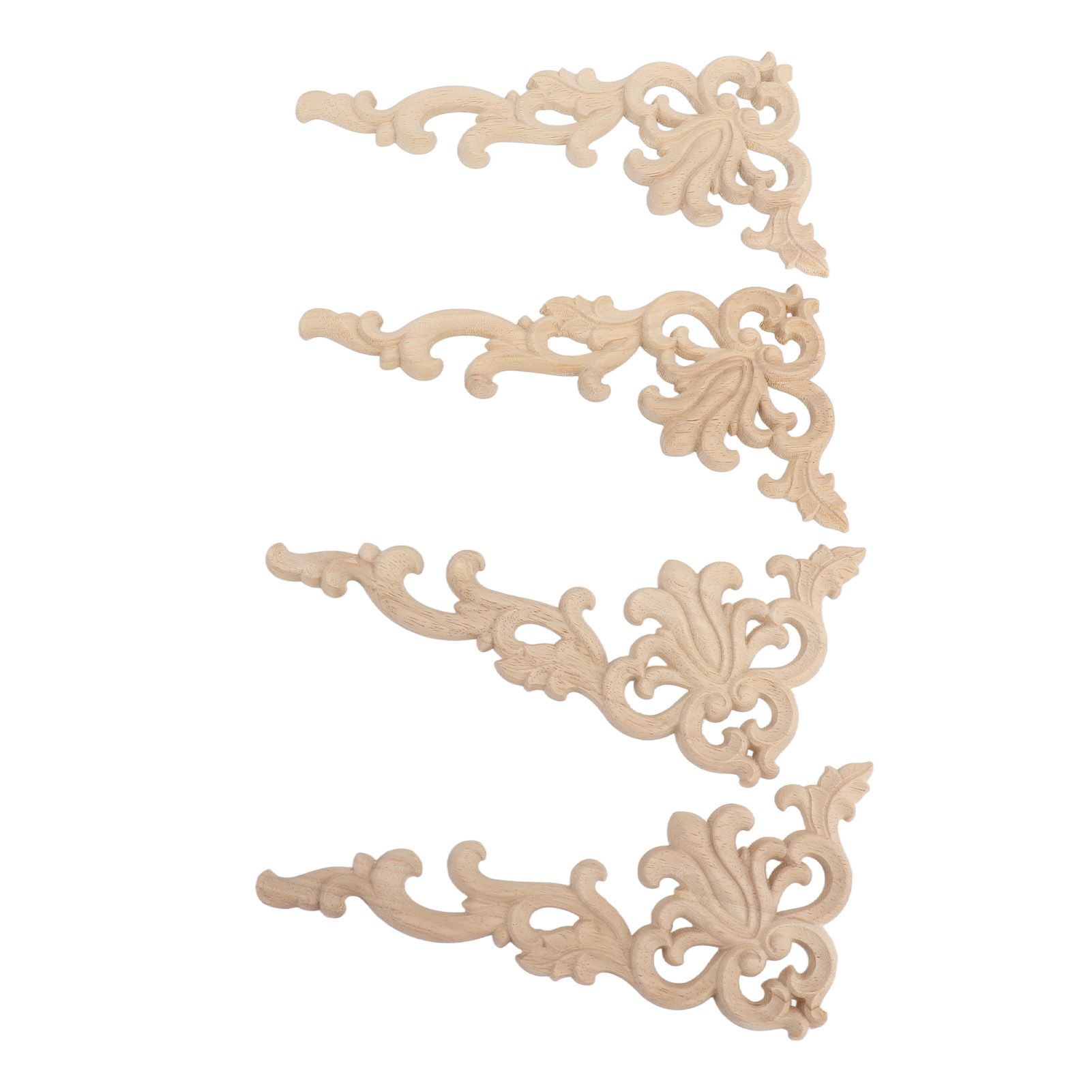 4Pcs Wood Corner Applique Decorative Carved Corner Onlay Applique for Cabinet Door Bed Wardrobe Furniture Decoration — image 6