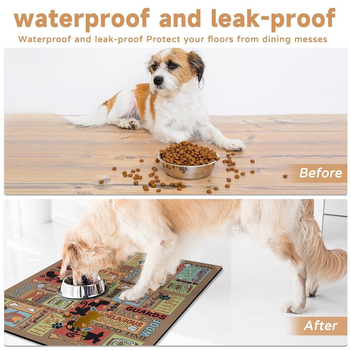 Waterproof Pet Floor Mat Carpet For Dog Cage Feeding Area Anti Slip Washable - Dog-Brown โ image 6