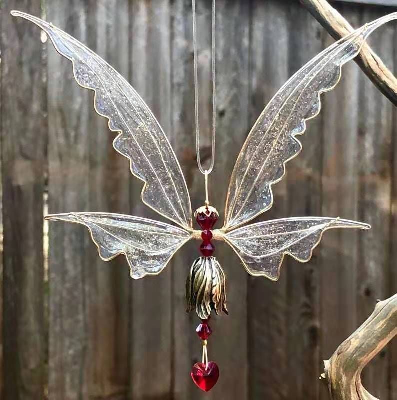 Angel Wings Butterfly Wind Chime, Angel Flower Butterfly Wind Bell with Hanging Rope,Inspirational Wind Chime — image 4