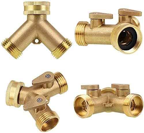 2 Way Heavy Duty Brass Garden Hose Connector Tap Splitter for Lawn and Garden - Outlet Splitter, Hose Spigot Adapter with 2 Valves, Plus 4 Extra Rubber Washers — image 4