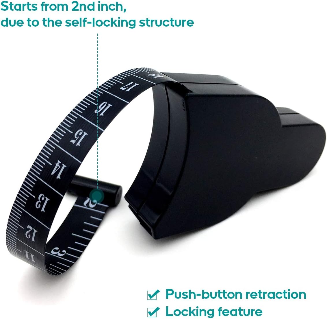 Tape measure for body measurements - Self-locking body tape measure with push button and retraction Precise waist chest hips thighs arms Ideal fitness at home — image 3