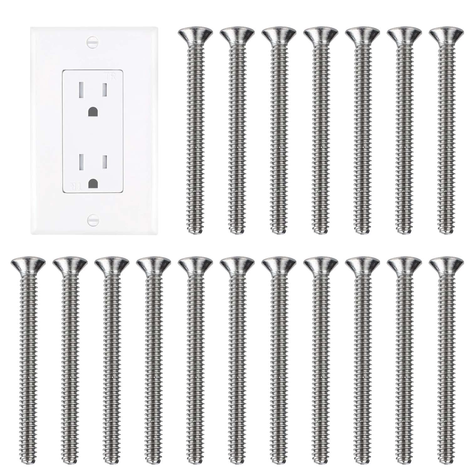 Extra Long Outlet Screws 6-32 x 1-1/2 Inches Electrical Outlet Screws 304 Stainless Machine Screws - 30 Pack