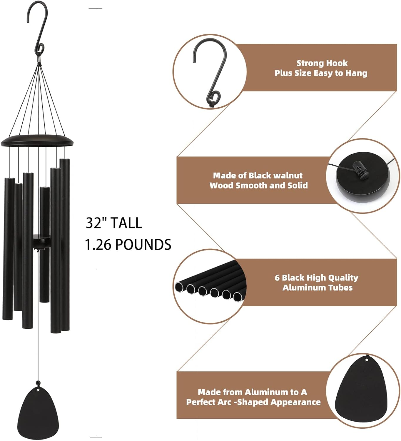 Wind-Chimes-Outdoor-Large-Decor, Deep Tone Soothing Melodic Tones Windchimes, Wind Chimes for Outside, Memorial Wind Chime Best Gift for Mom Women Grandma โ image 5