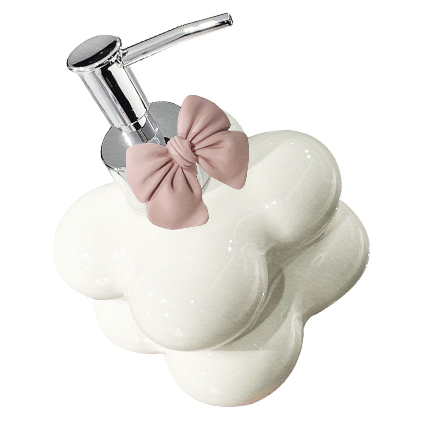 Cloud Press Pump Bottle Ceramic Reusable Decoration Refillable Cloud Shape Dispenser Bottle for Bathroom Colorful — image 3