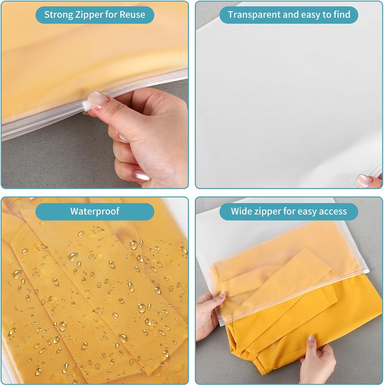 25 Pcs 13 × 10 Inch Frosted Resealable Clothing Bags - 3 Mil Heavy-Duty Plastic Packaging for Apparel Storage | Travel & Small Business Organizer for Shirts — image 6