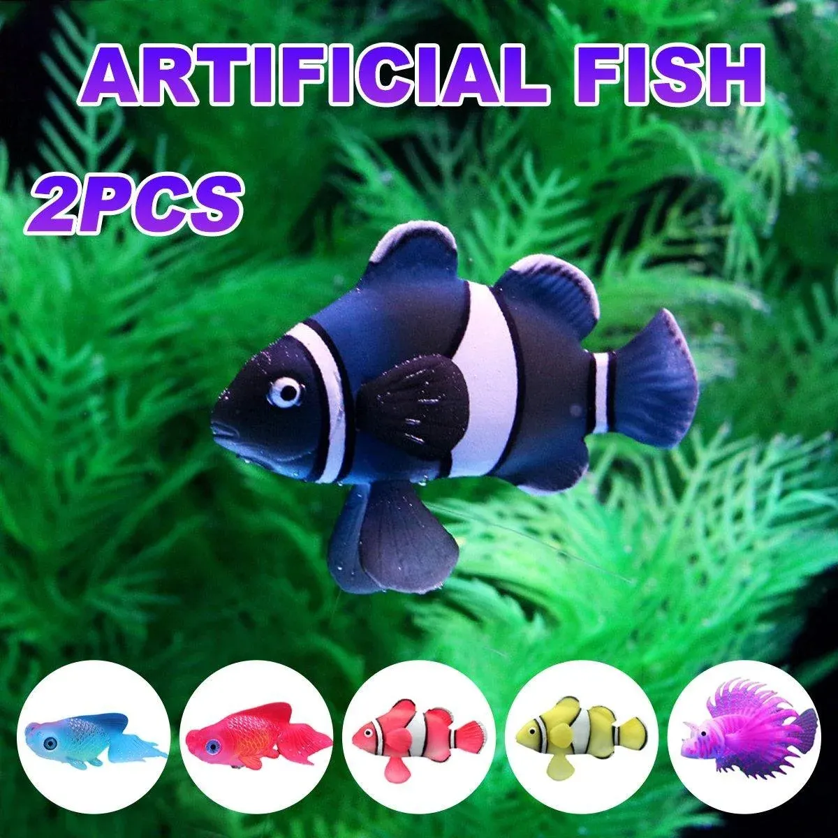 2PCS Artificial Betta Fish Aquarium Decorations Silicone Floating Moving Fish - Sky Blue Goldfish โ image 2