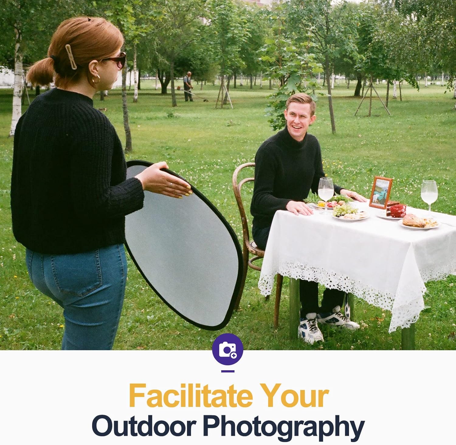 5-in-1 Foldable Light Reflector 60 × 90 cm Large Oval Portable Photo Reflector with Carrying Bag — image 2