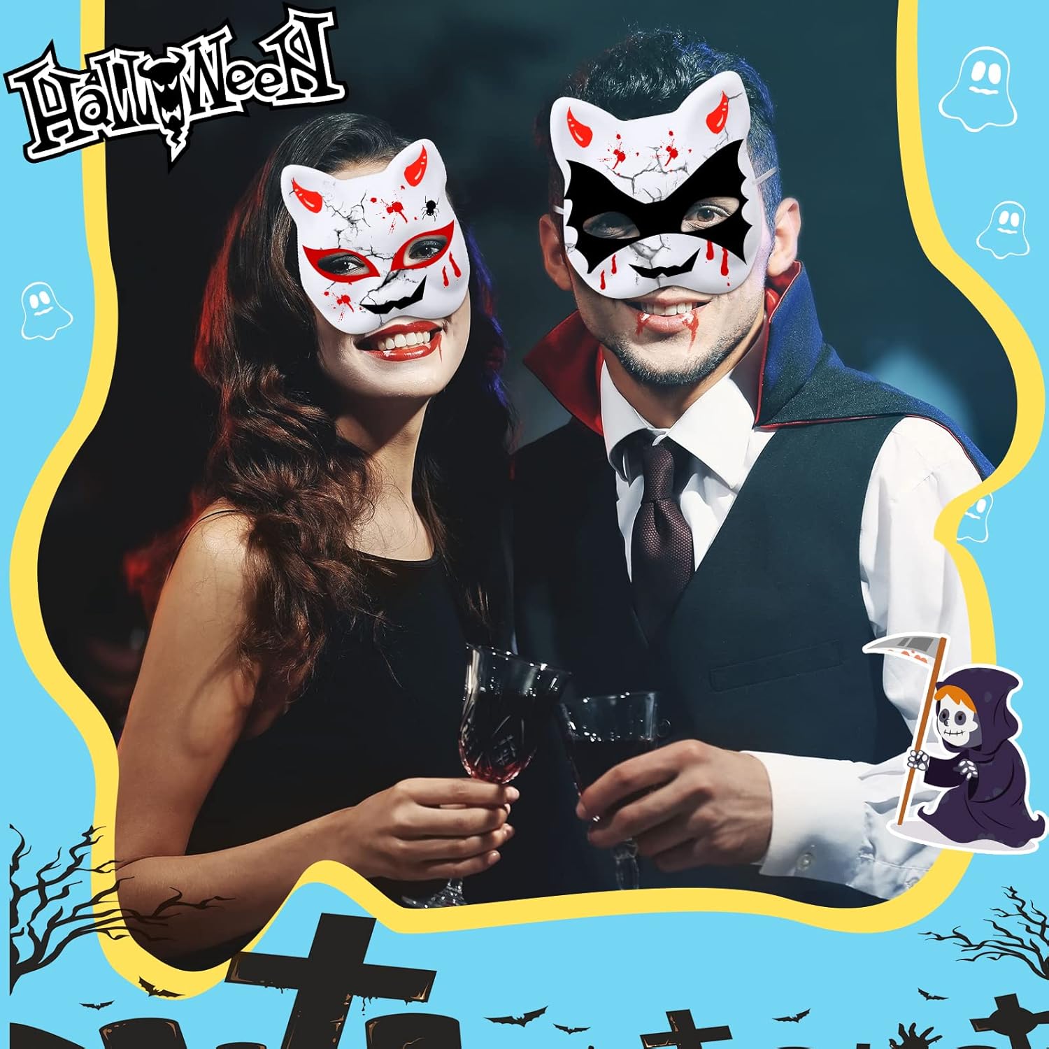 20 Pcs Cat Masks White Blank Therian Masks for Masquerade Halloween Cosplay Parties Costume Accessories โ image 6