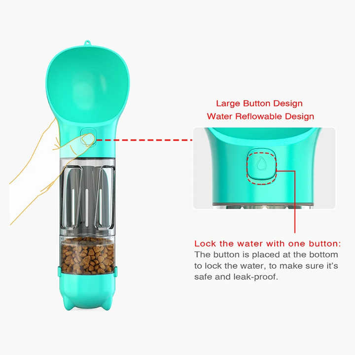 Blue 500ml Portable Pet Water Bottle | Multifunctional Travel Pet Feeder | Outdoor Dog Drinking Bottle with Waste Shovel โ image 3