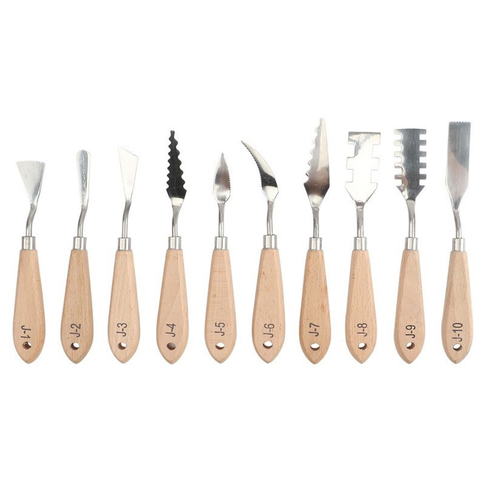 Paint Knife Set - 10pcs Stainless Steel Spatula Palette Knife Painting Tools Knives Wood Handle with Different Shapes and Sizes for Oil Painting, Acrylic