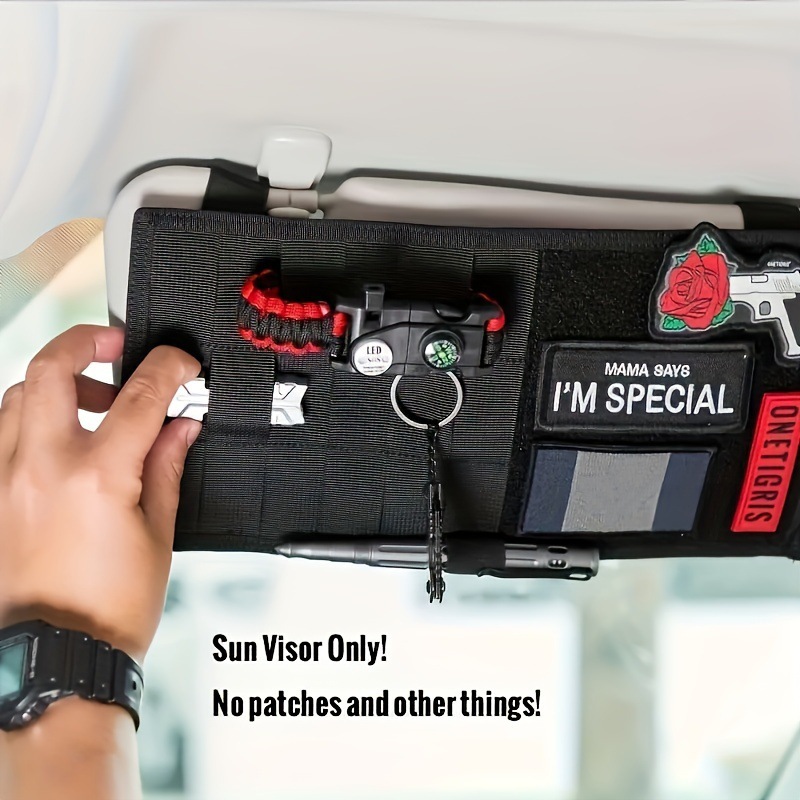2 Pcs Khaki Car Sun Visor Organizer – Multi-Purpose Tactical Storage Bag for Tools, Cards & Gear — image 4
