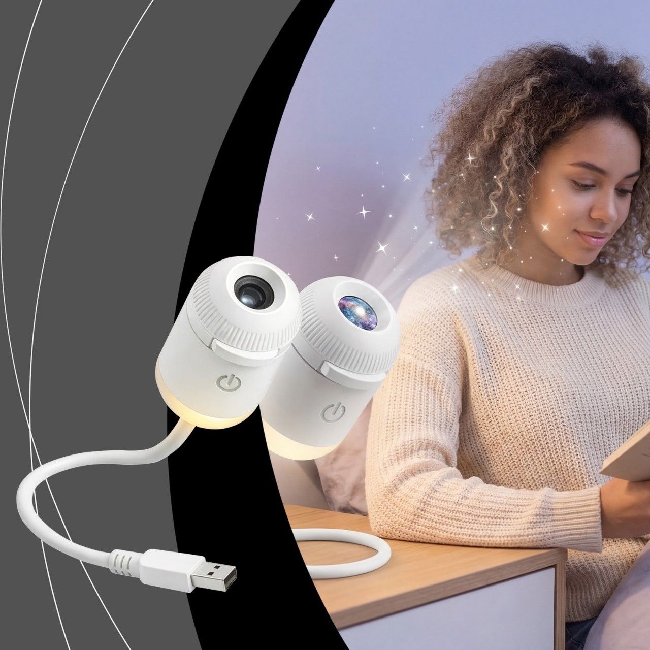 Portable USB Galaxy Night Light Projector with 12 Projection Films - Touch-Controlled Rotating Starry Sky Lamp for Bedroom, Nursery and Car — image 5