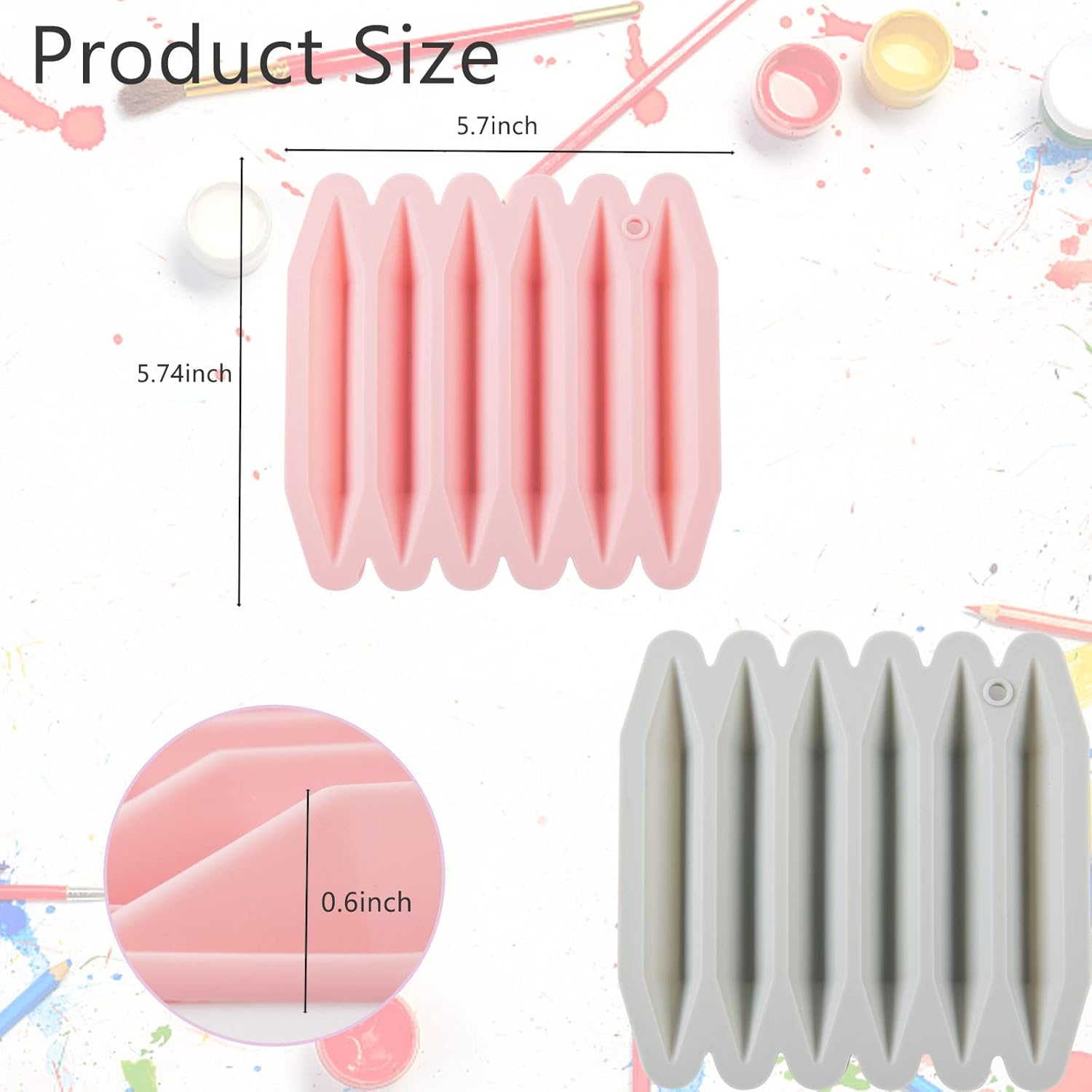 2 Pcs Crayon Mold Crayon Recycling Mold Cavity Double Tipped 3D Melted Crayon Molds Pure Silicone Oven DIY Crayon Shaped Mold Reusable Triangular Crayon Molds — image 3