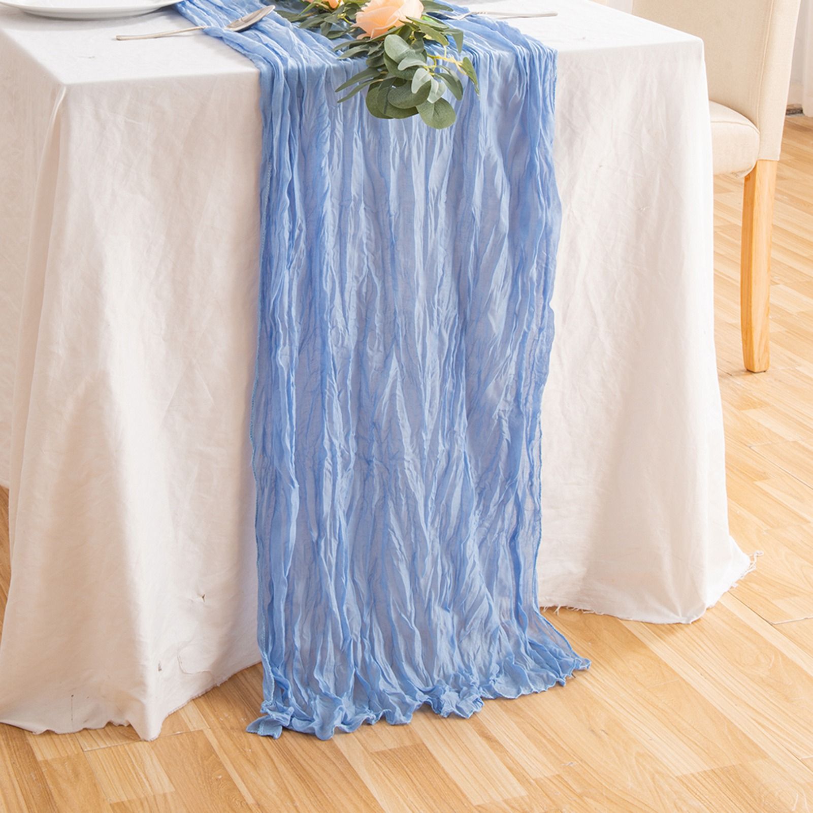 Pleated Cheese Cloth Table Flag Foldable Table Runner for Dining Table โ image 2