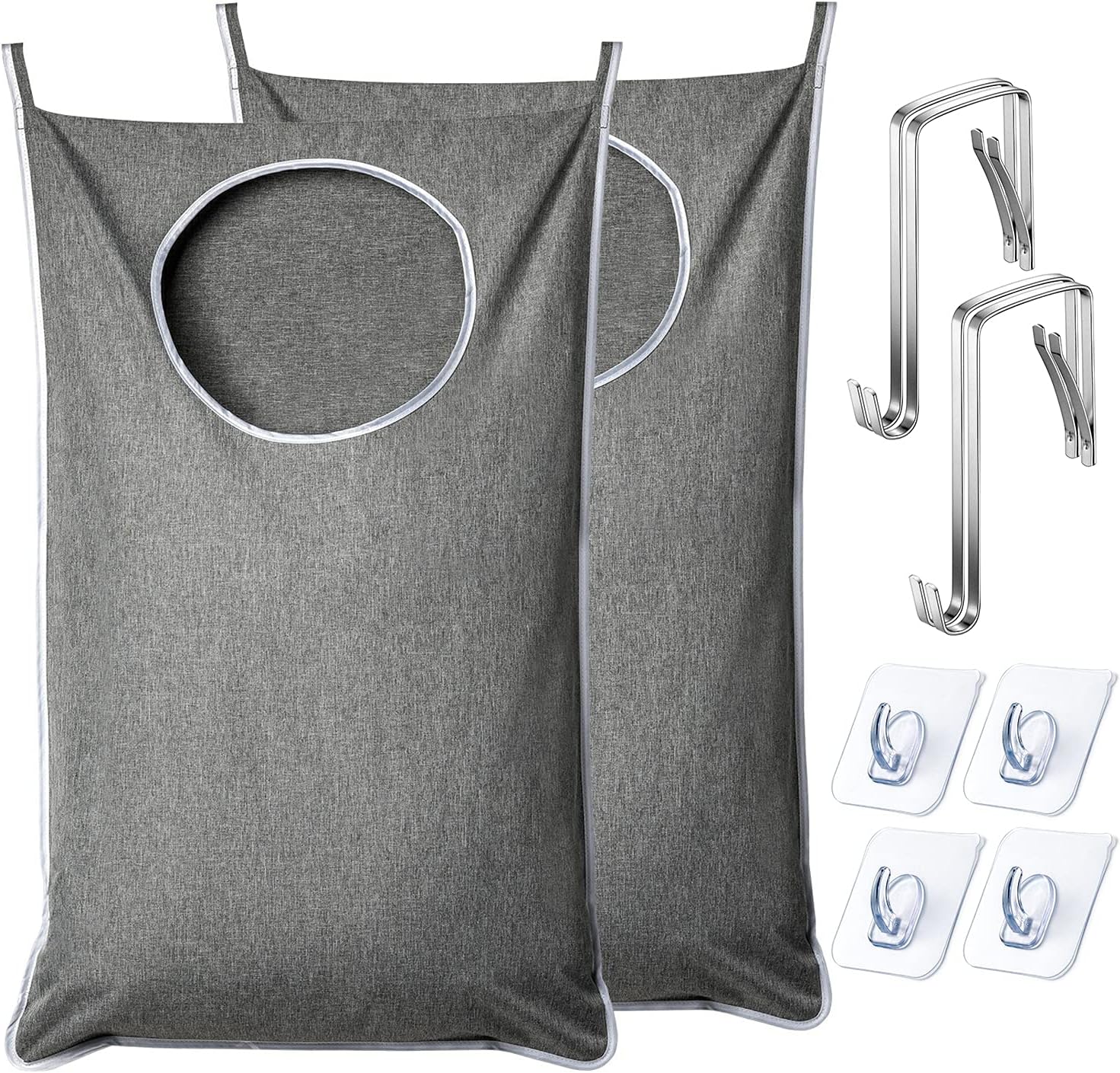 XL Hanging Laundry Hamper, Extra Large Tear-resistance Door Hamper with 2 Types Hooks for Dirty Clothes, Save Bathroom Space Hanging Laundry Bag (36.5x 22