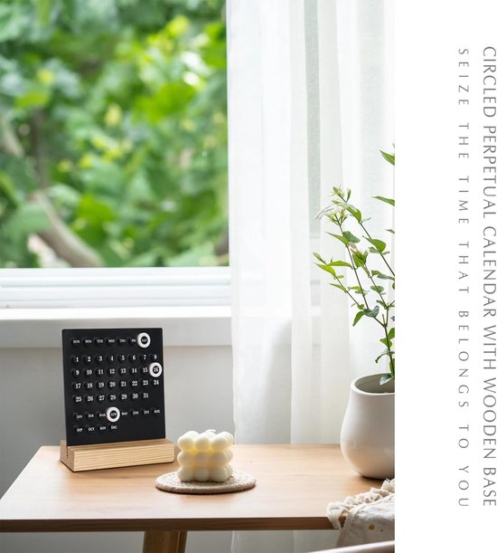 Perpetual calendar - Wooden desk calendar stand - Acrylic desk calendar - Suitable for living room, office, shop, bar - Display of week, month and day (black) โ image 6