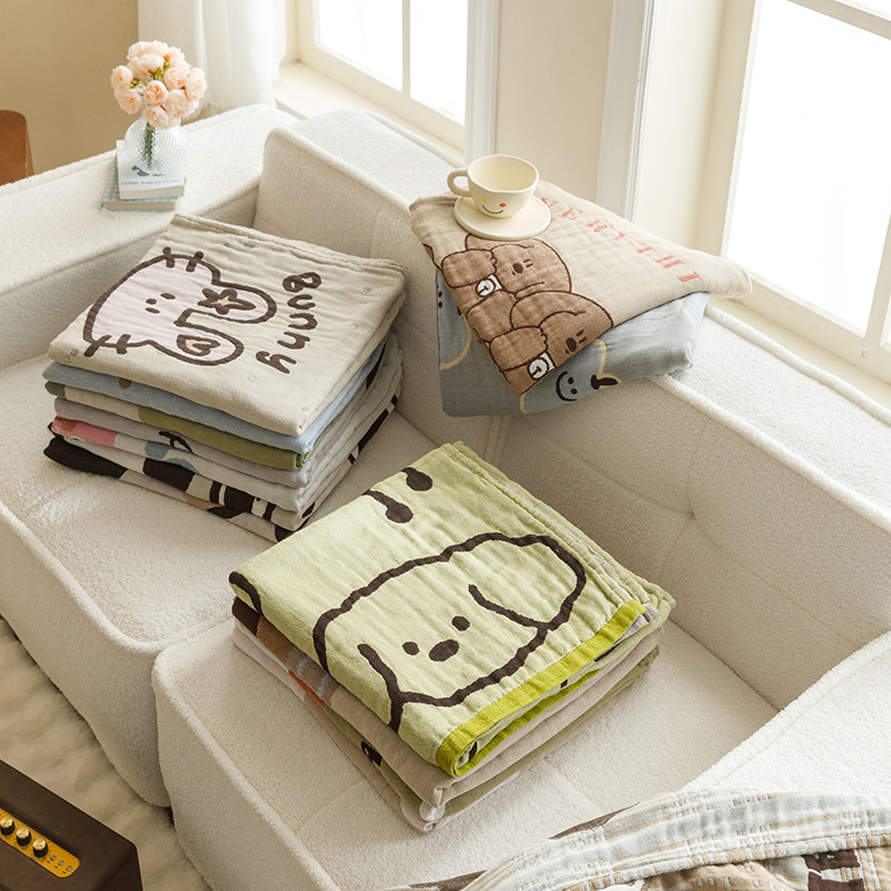 Brown Bear Pattern Soft and Absorbent 4-Layer Cotton Bath Towel for Adults and Children | Cartoon Design | 80*160 cm | Perfect for Bathing and โ image 4
