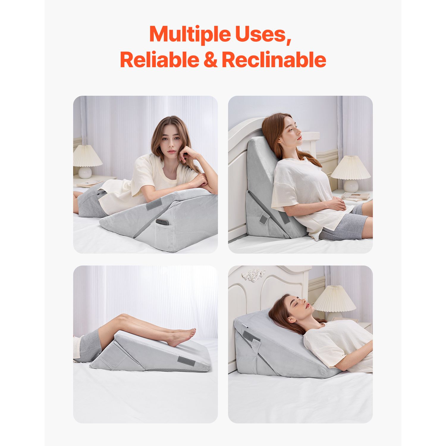 Bed Wedge Pillow for Sleeping, Adjustable Orthopedic Bed Wedge, 25D High-Density Foam Filling & Soft Washable Cover, Post Surgery Pillow for Acid — image 4