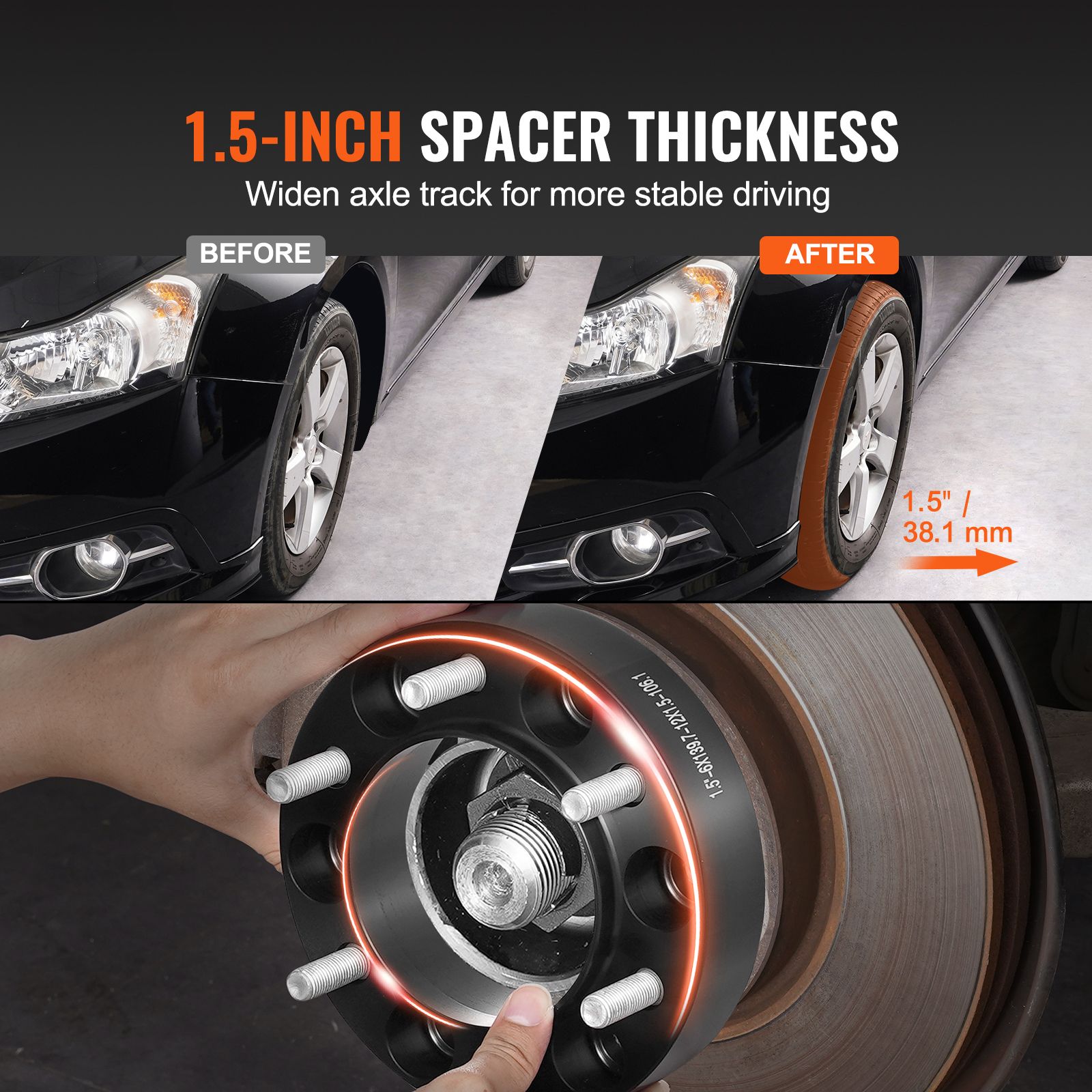 1.5" 6"x5.5" Wheel Spacers Wheel Adapters 6 Lug Forged Spacer 4 PCS Black — image 2