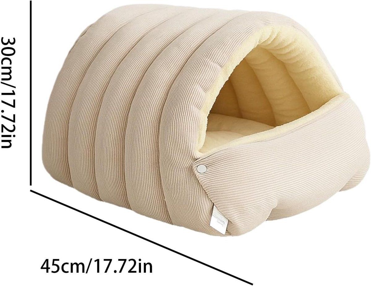 Cat Basket, Cat House, Cat Bed, Puppy Bed Cave, Nest-shaped Crate, 45 x 30 x 19 cm, Beige β image 3