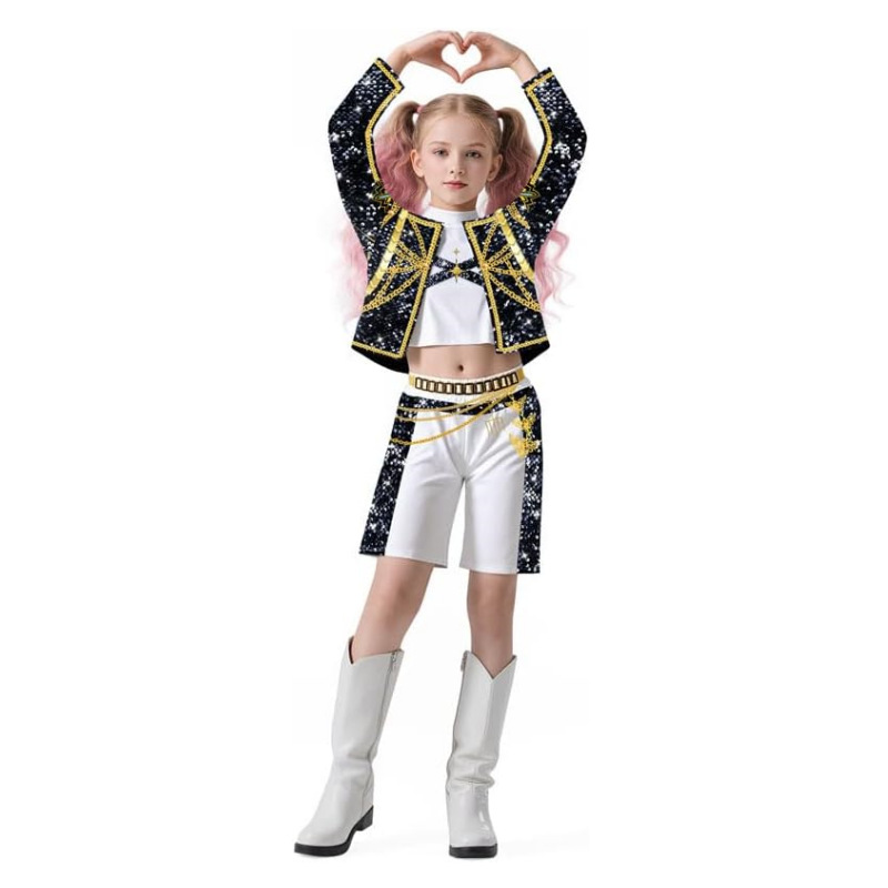 2025 Demon Hunter K-Pop Costume | Halloween Outfit Women Kids Cosplay No. 7 3-piece set_tfrf No. 7 3-piece set 130cm — image 6
