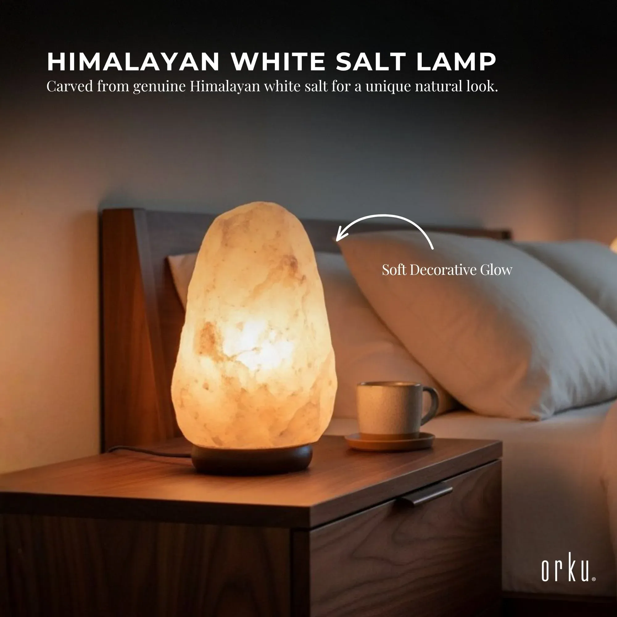 Orku 2-3Kg Himalayan White Salt Lamp - Natural Rock Shape Night Light — image 2