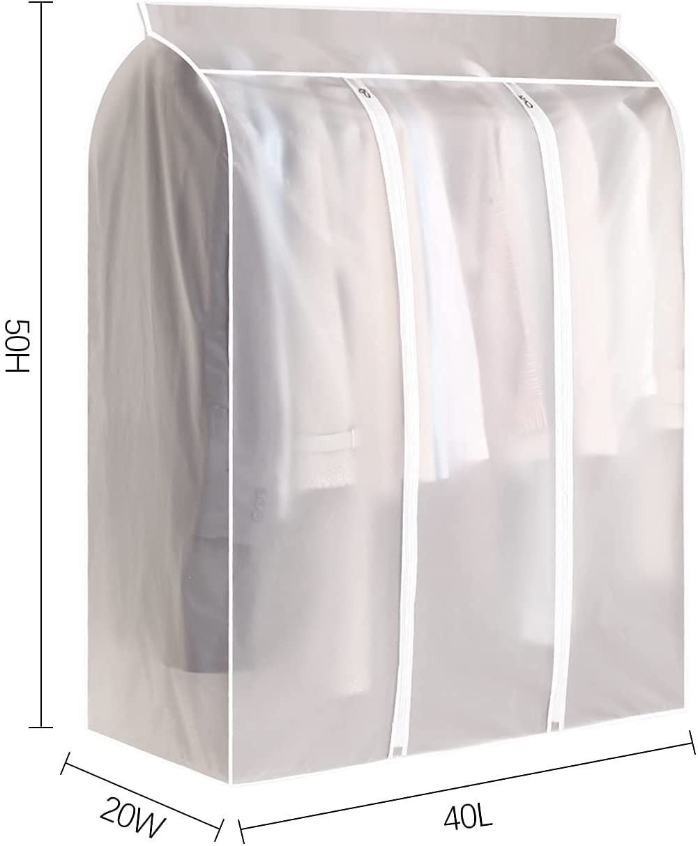 Large Translucent Frosted Garment Rack Cover Bags Clothing Storage Bag with Zipper for Hanging Shirts,Seal Closets to Protect — image 5