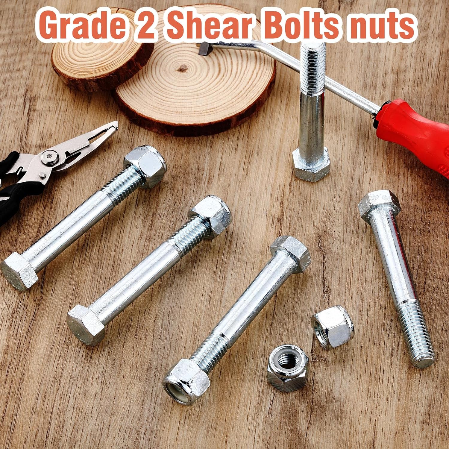 5 Pack Grade 2 Shear Bolts for Rotary Cutters Bolts and Lock Nuts Kit 1/2" x 3-1/2" with Nylock Nuts Fit Brush Cutter Tractor Gearboxes Compatible with Rotary — image 5