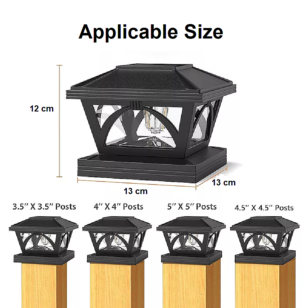 2 Pack Outdoor Flame Light Solar Post Deck Fence Cap — image 6
