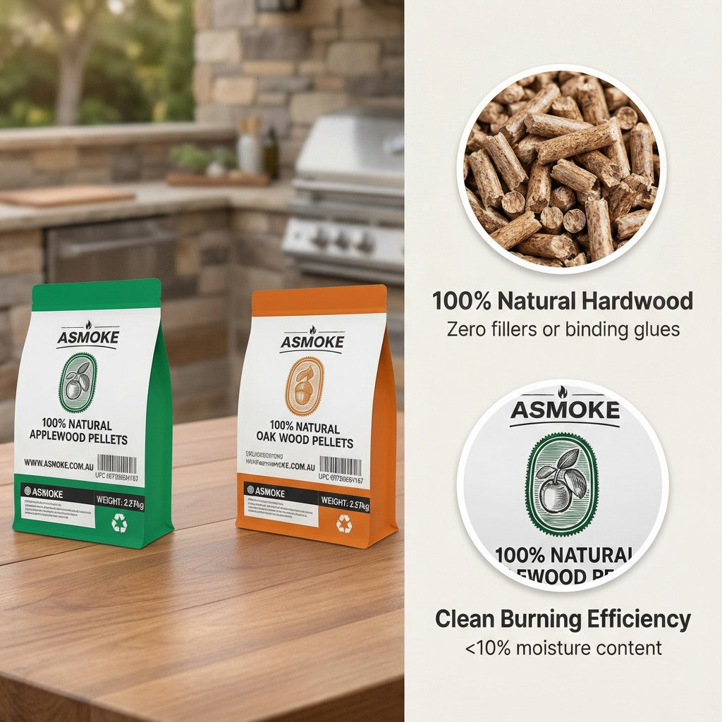 ASMOKE 4-Piece Premium Wood Pellet Variety Pack - Oak & Apple (2x Oak, 2x Apple) — image 5