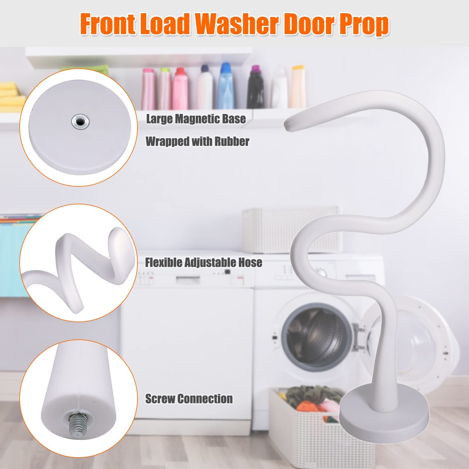 Front Load Washer Door Prop, Magnetic Flexible Washer and Dryer Door Support Keep Washer Drying Door Open to Keep Dry (White, 2pcs) โ image 4