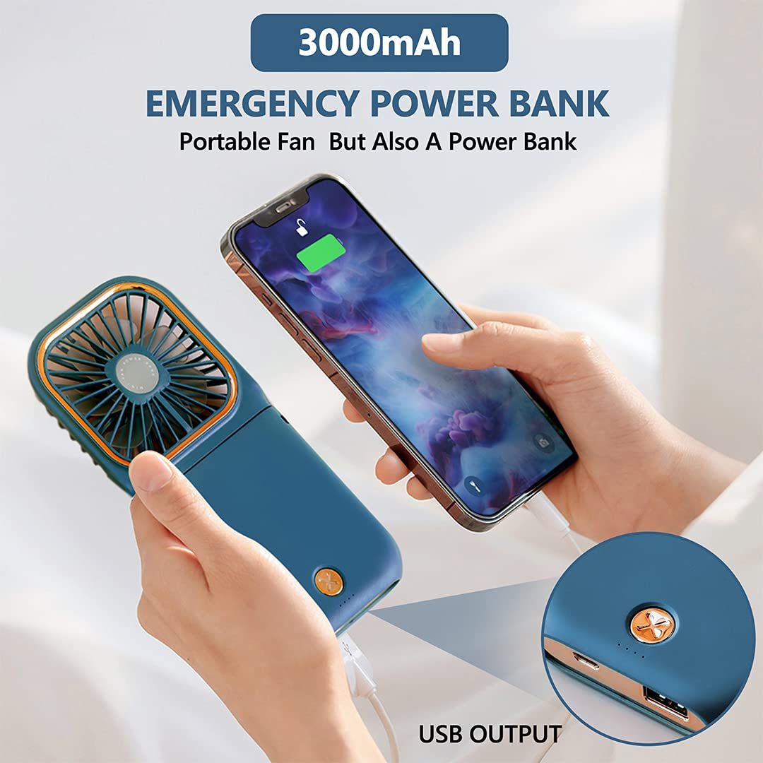 Portable Handheld Personal Necklace Fan Foldable Mini Quiet USB Rechargeable Fan With Mobile phone bracket function — image 3
