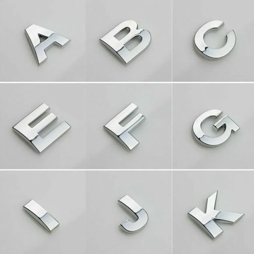 A-Z Alphabet Letters Car Sticker Self Adhesive Auto Badge Emblem 3D Chrome Good - J — image 4