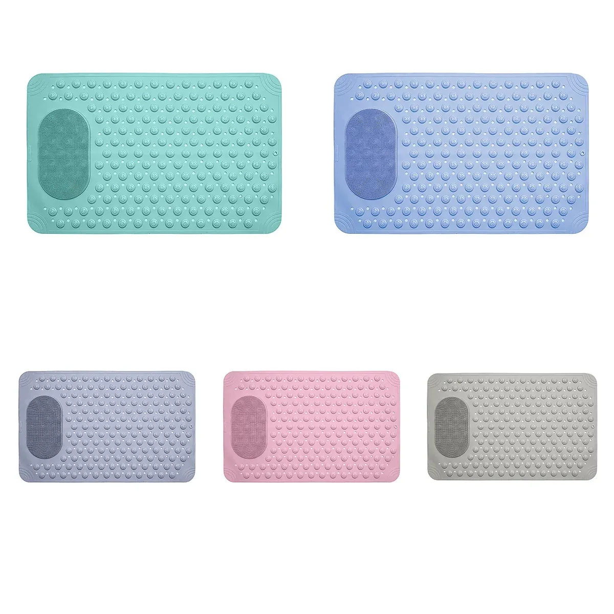 Non Slip Floor Pad Bathroom Tub Mat Bath Shower Mat with Round Massage Point - Pink — image 3