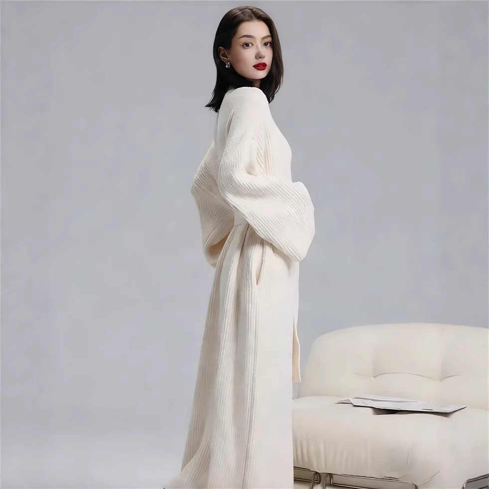 Beige Women's Ultra-Soft Plush V-Neck Cardigan Robe - Extra Thick Half-Velvet Warm Housecoat & Outdoor Wearable Sleepwear — image 4