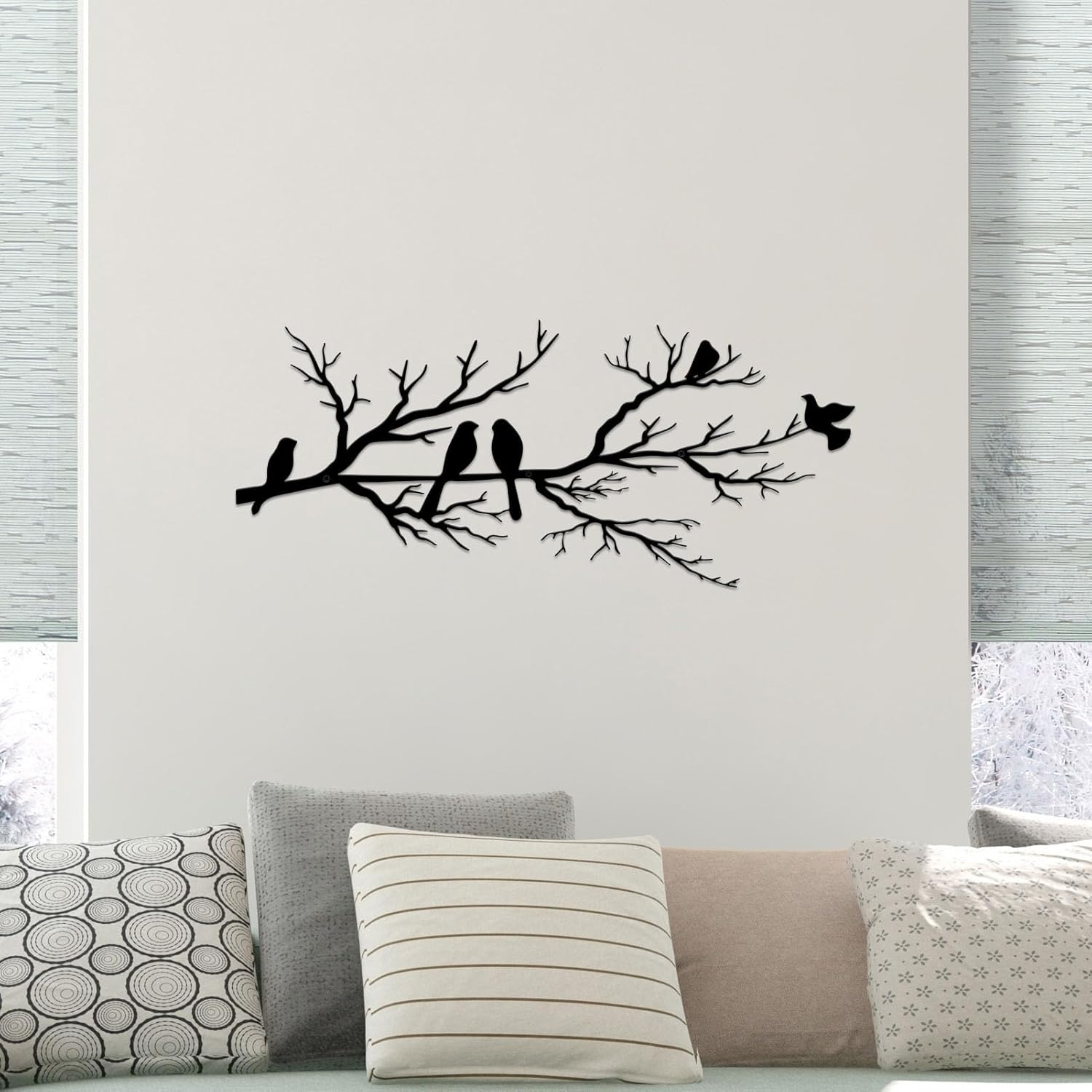 Black Metal Bird Wall Decor - Indoor/Outdoor Wall Accessory for Balcony Garden Living Room - Home Decoration Piece — image 3