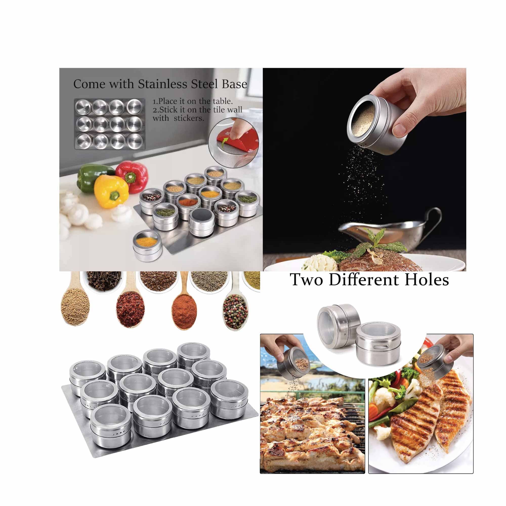 12 Magnetic Spice Jar Tins and Steel Plate - 150g Seasoning Storage Containers โ image 6