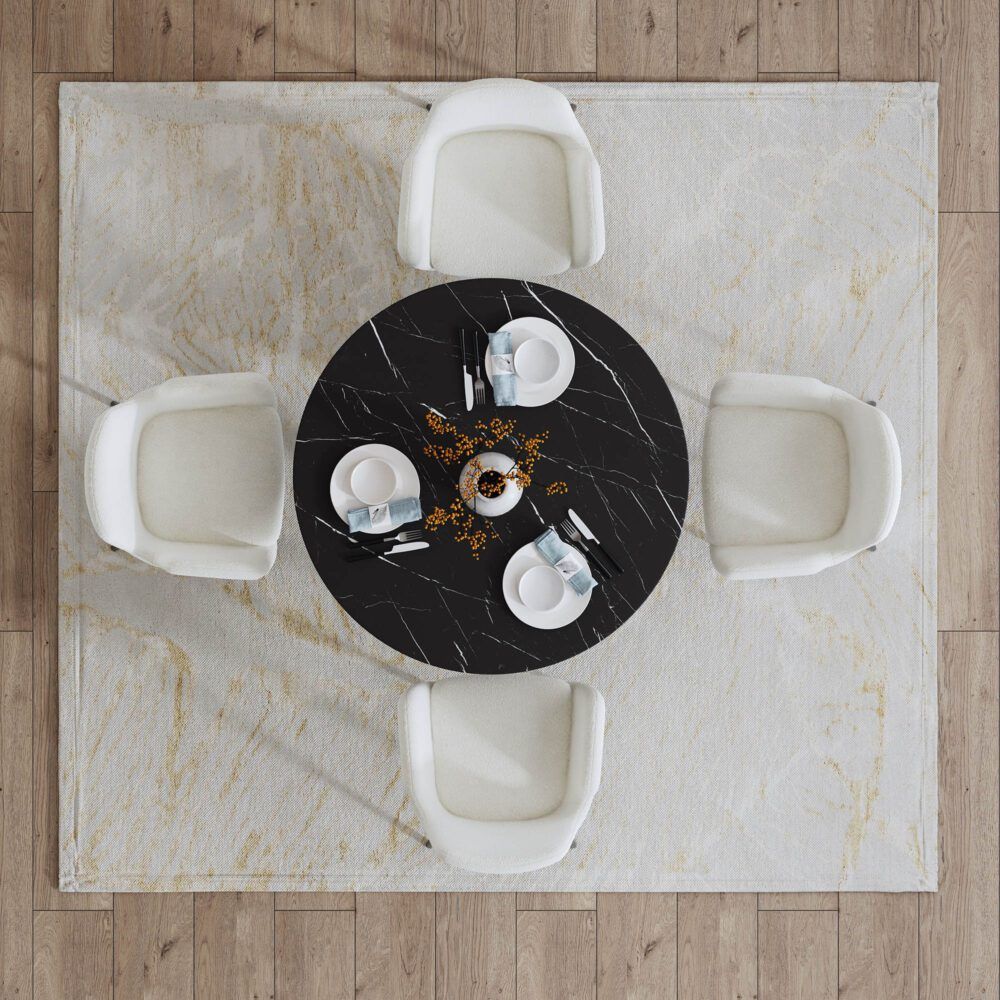 Round Marble-Effect Table-Black โ image 3