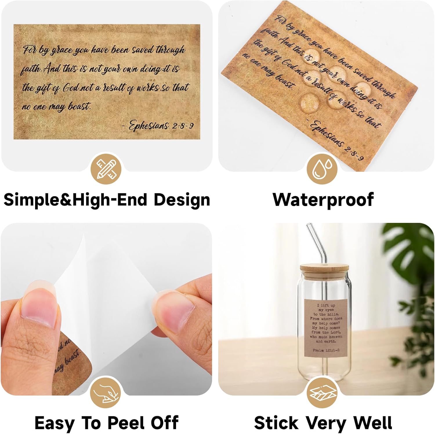 180Pcs Bible Verse Stickers - Vintage Inspirational Christian Stickers Bible Journaling Sticker Self Adhesive Religious Scripture Sticker Jesus Faith Label for — image 5